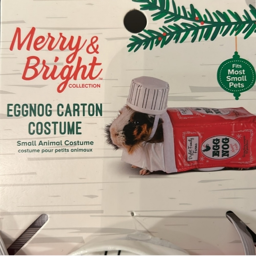 NWT Merry and Bright eggnog cartoon costume for small animals